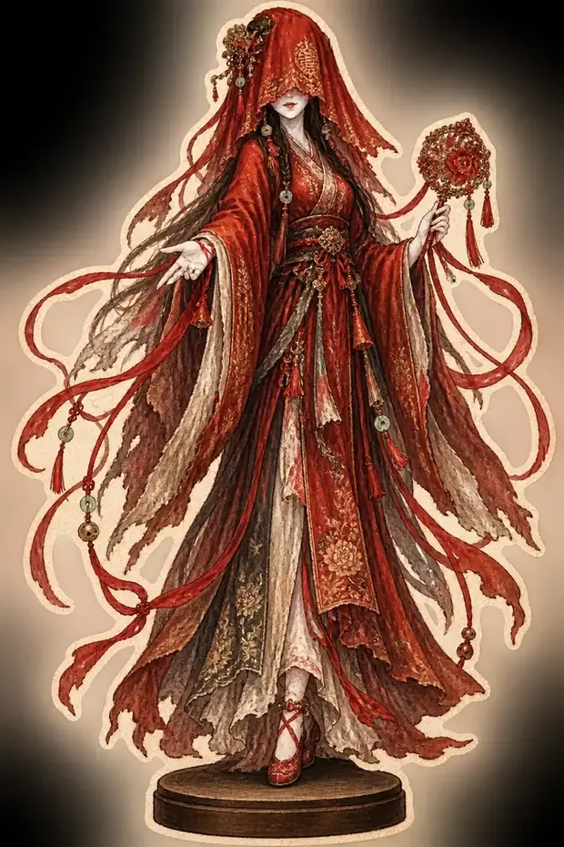 《守夜》角色纸嫁娘：朱红嫁衣与纸艺细节